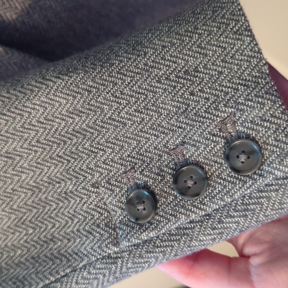 Loft | Gray Herringbone Patterned Blazer - image 4